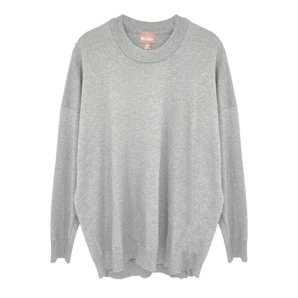 SHOW ME YOUR MUMU Classic Crewneck Sweater Silver Metallic XS